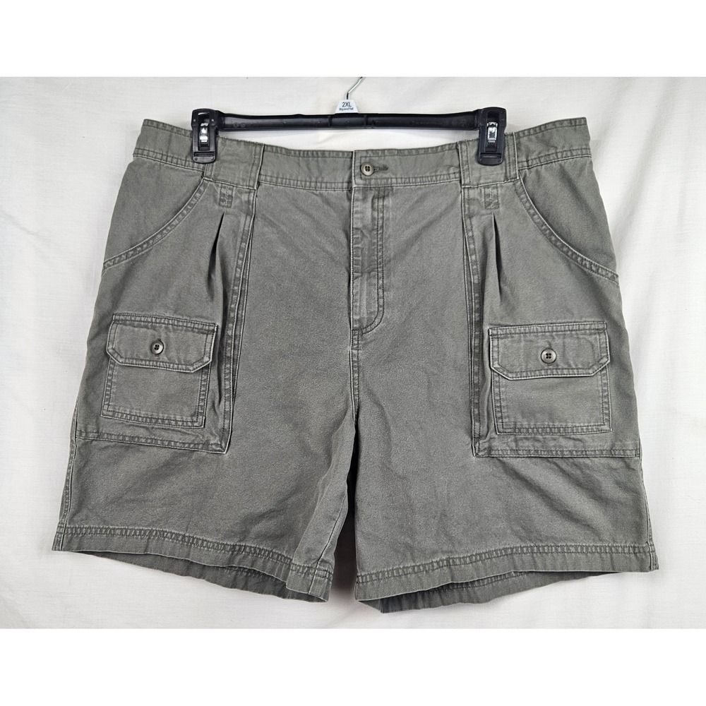 Cabelas Mens Cargo Shorts 40 Green Cotton Canvas Utility Multi Pocket